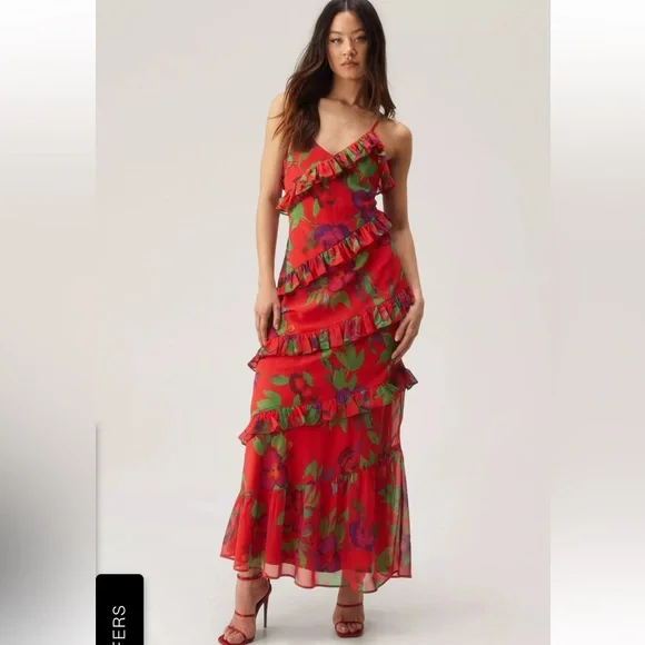 open lace back dress Nookie Chiara Mini Dress | Red/Pink main image 0